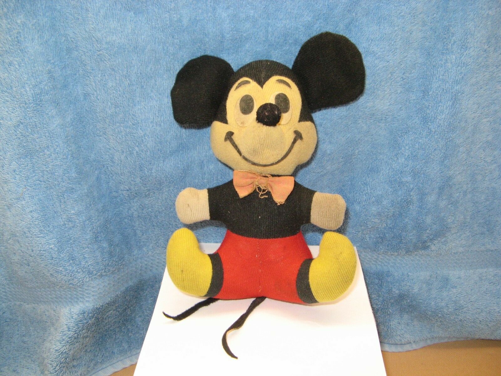 Walt Disney Mickey Mouse Vintage 70s Plush Doll With Bow Tie